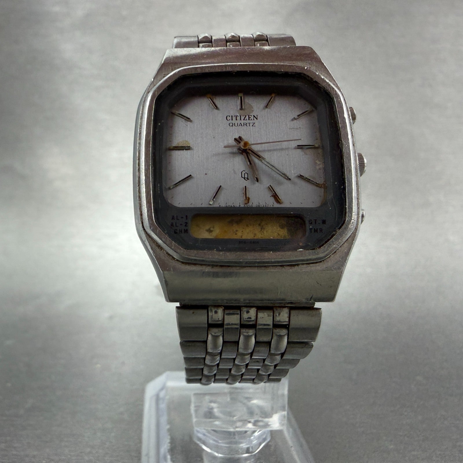 Citizen CQ Analgo Digital Watch Men 32mm Gray Dial Silver Tone 8950-084071 PARTS6
