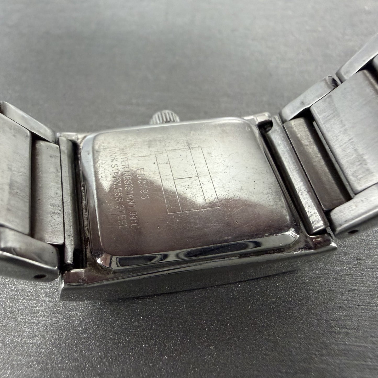 Tommy Hilfiger Tank Watch Women 20mm Silver Dial Silver Tone Rectangle New Batt9