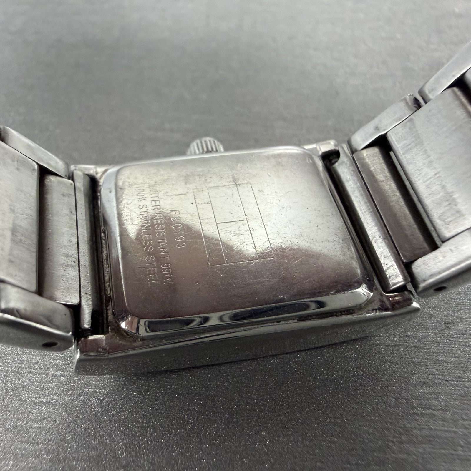 Tommy Hilfiger Tank Watch Women 20mm Silver Dial Silver Tone Rectangle New Batt9