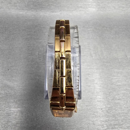 Seiko Tank Watch Women 13mm Gold Dial Gold Rectangle 2E20-7479 New Battery 564564