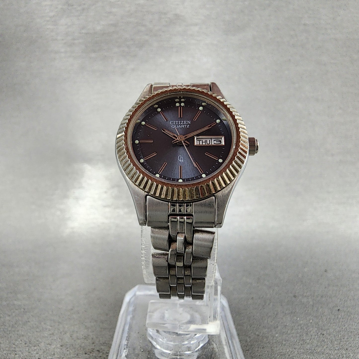Citizen CQ Watch Women 25mm Blue Dial Silver Tone Daydate 1002R15097 New Batt5