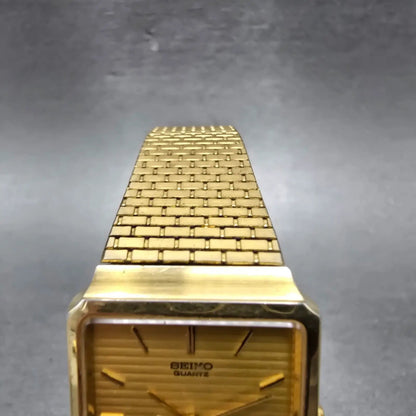 Seiko Tank Watch Men 27mm Champagne Dial Gold Tone Date 5Y32-5050 PARTS Vintage5