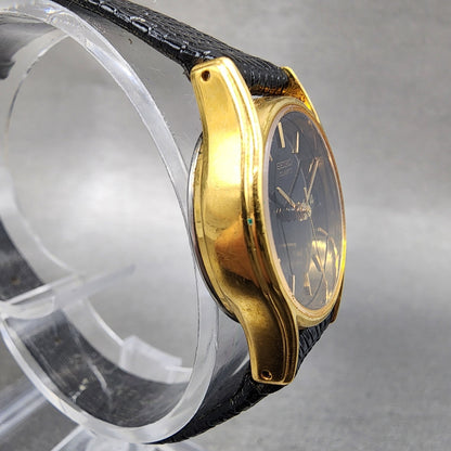 Seiko Watch Women 22mm Black Dial Gold Tone Daydate 7n836021 New Battery3