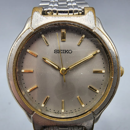VTG Seiko Watch Women 32mm Gray Dial Silver Tone Round V701-2B50 New Battery