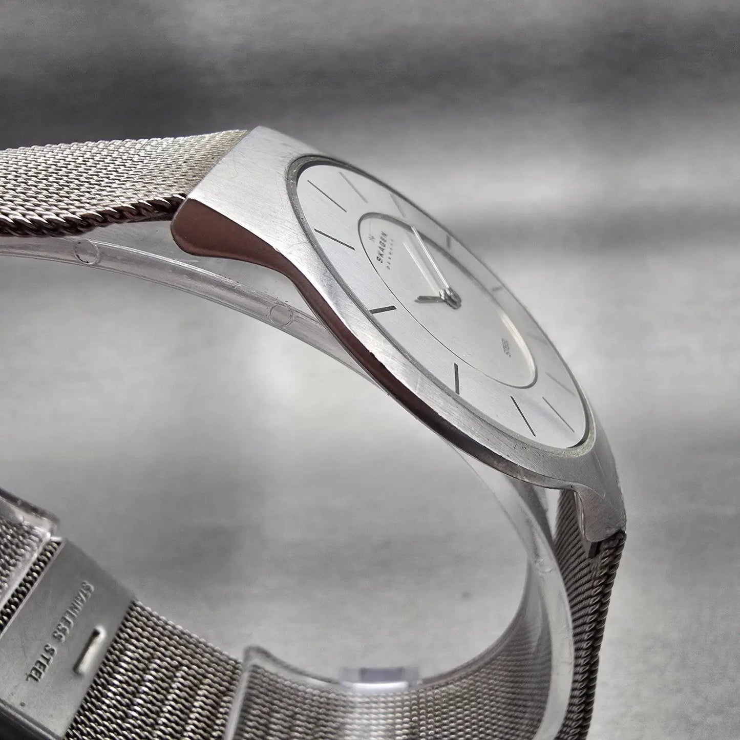 Skagen Denmark Slimline Watch Men 35mm Silver Dial Silver Tone 233LSS New Batt3