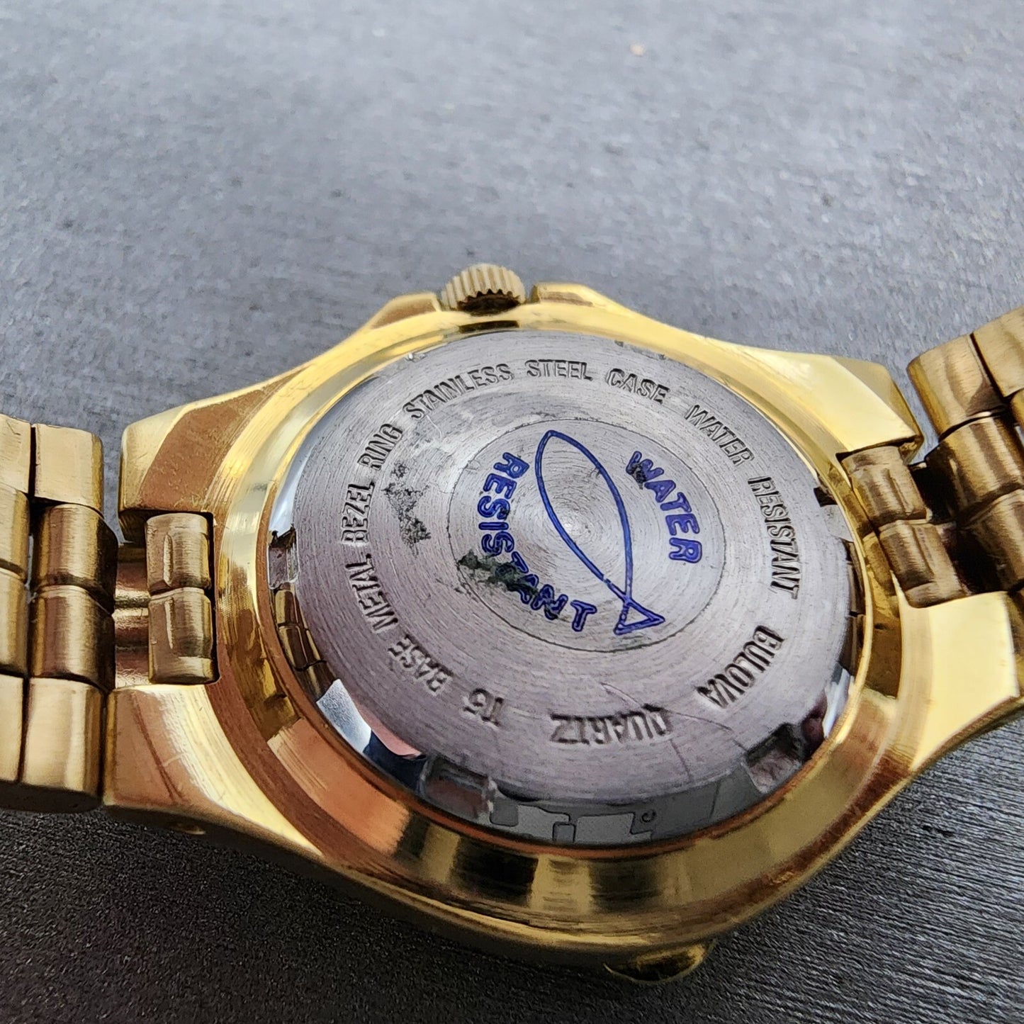 Bulova Marine Star Watch Women 28mm Blue Dial Gold Tone Date 97M31 New Batt NOS11