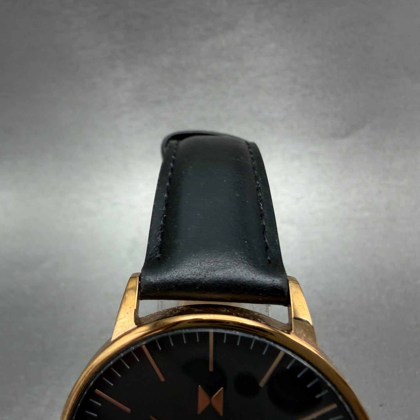 MVMT Boulevard Watch Women 38mm Black Dial Rose Gold Tone Leather New Battery T4
