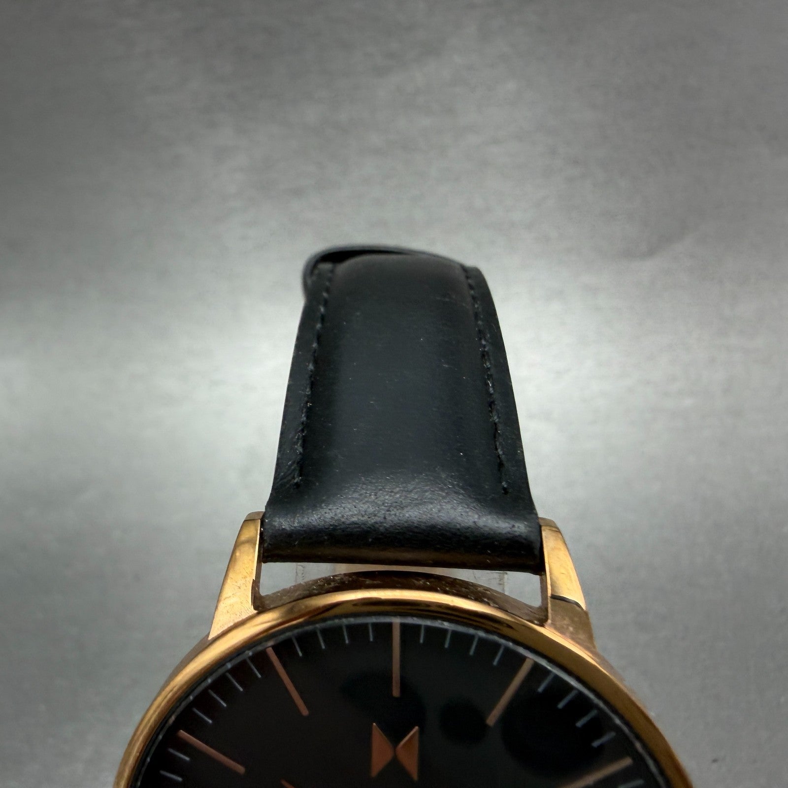MVMT Boulevard Watch Women 38mm Black Dial Rose Gold Tone Leather New Battery T4