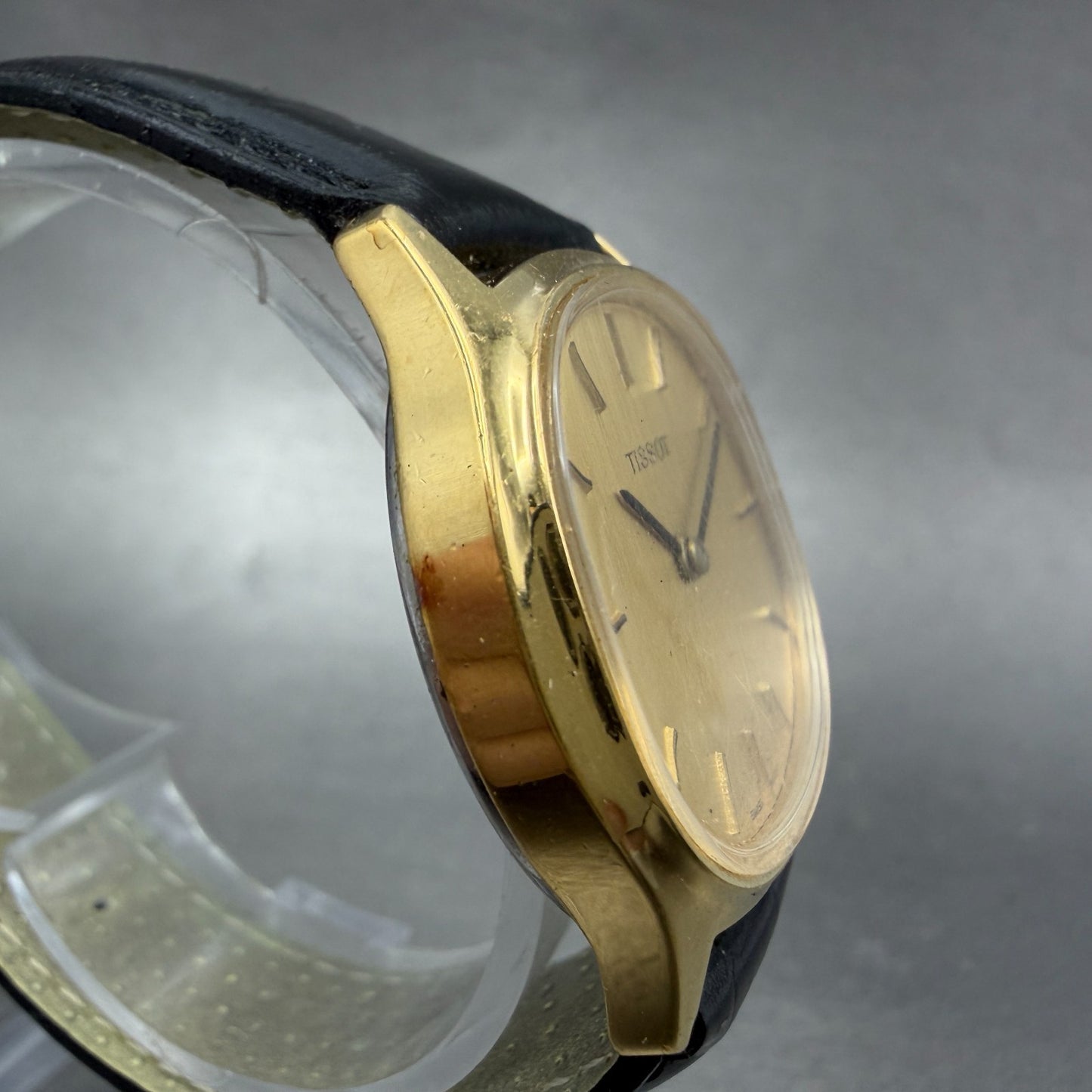 Tissot Watch Men 34mm Gold Dial Gold Plated Oval Manual Wind Runs Vintage3
