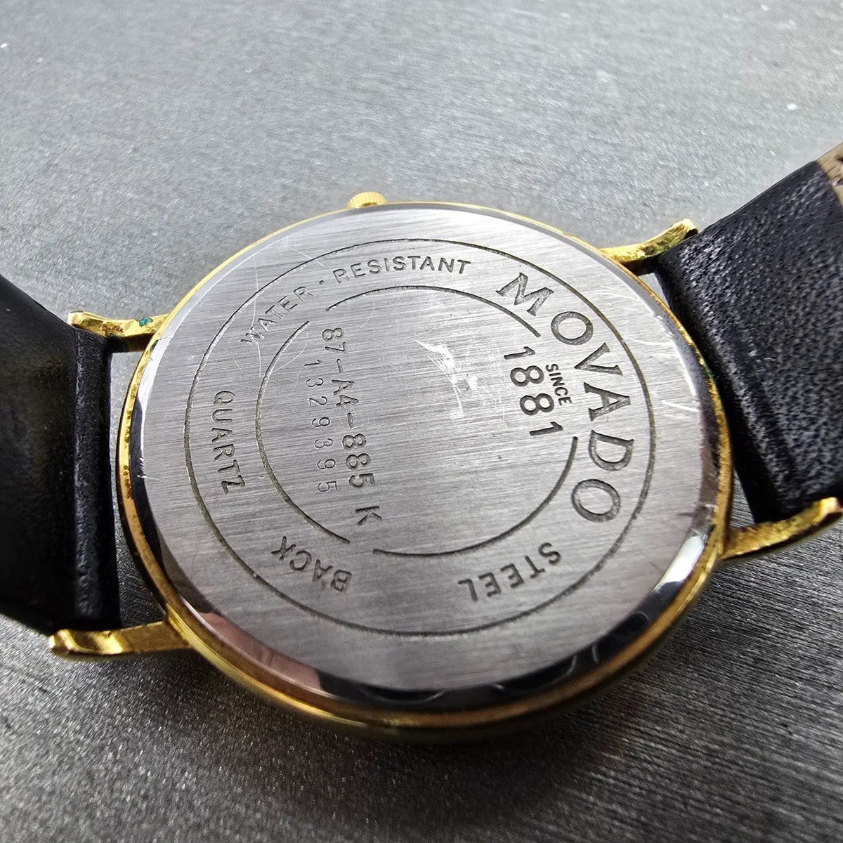 Movado Watch Men 34mm White Dial Gold Tone Date Round 87-A4-885 New Battery VTG9