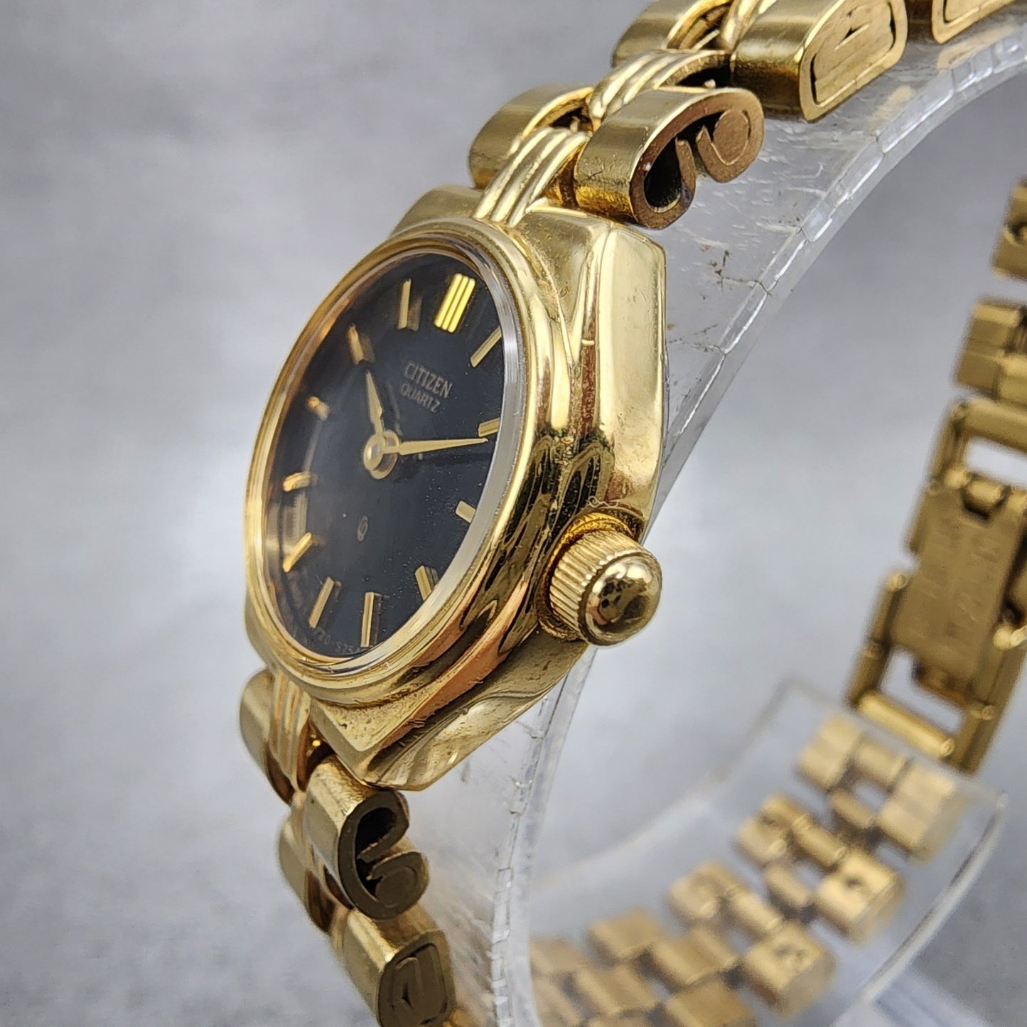 Citizen CQ Watch Women 17mm Black Dial Gold Tone Round 3220S28171 New Battery2