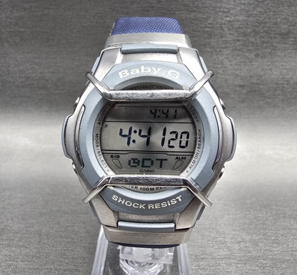Casio Baby-G MSG-133 Watch Women 42mm Silver Blue Chrono Alarm New Battery0