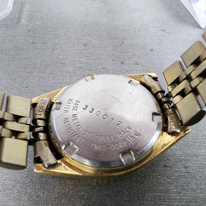 Seiko Watch Women 24mm Black Tone Gold Tone Daydate Round 7n830049 New Battery9