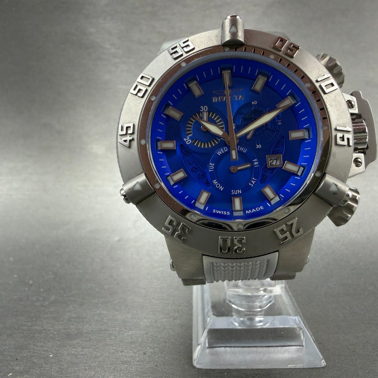Invicta Subaqua Noma III Chrono Watch Men 50mm Blue Dial Steel Date 6684 NewBat5