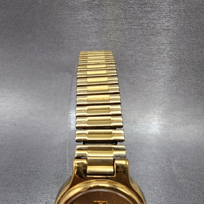 Seiko Watch Women 24mm Gold Dial Gold Tone Daydate Round 7N830141 New Battery4