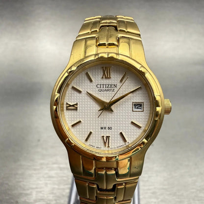 Citizen Watch Women 25mm White Dial Gold Tone Date Round 1012-S029279 New Batt0