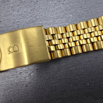 Bulova Bracelet Gold Tone 19mm Stainless Steel Y10 READ!!!!!!! Tri Folding Clasp7