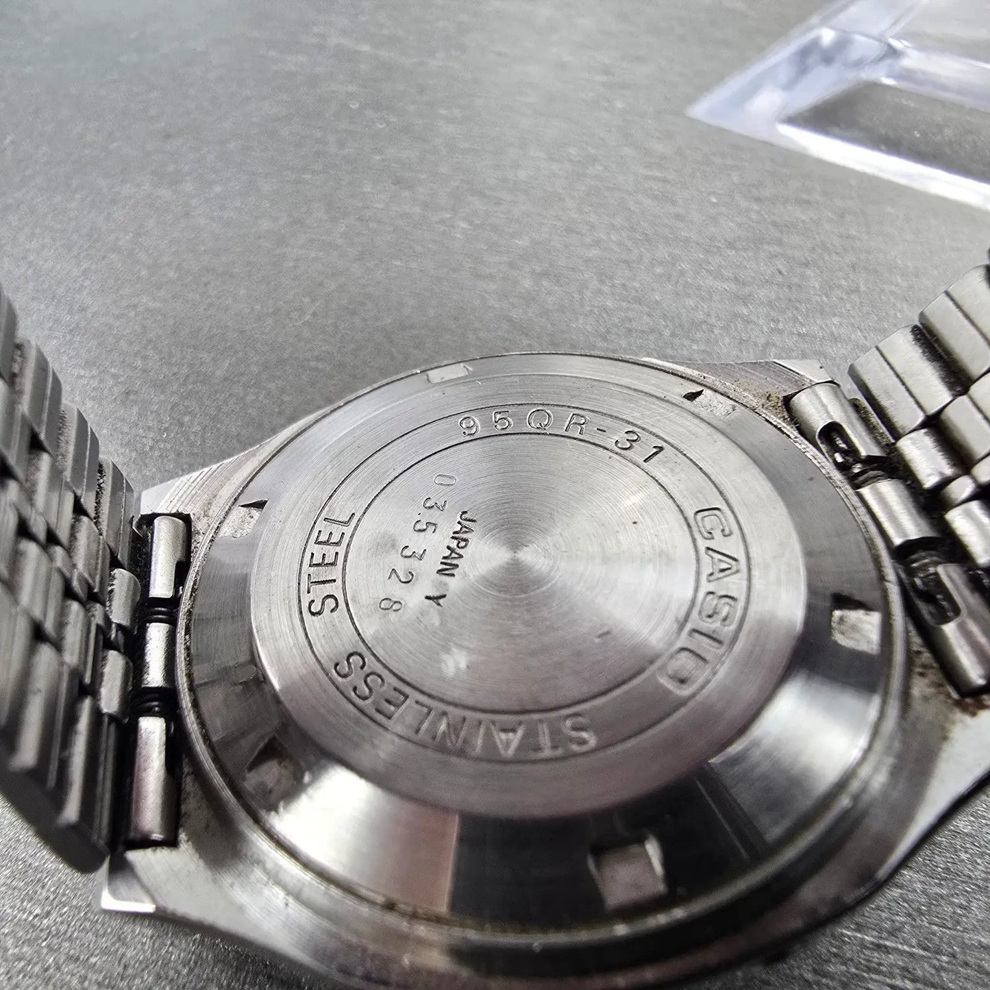 Casio Watch Men 34mm Silver & Blue Digital Watch Alarm Chronograph 95QR-31 PARTS9