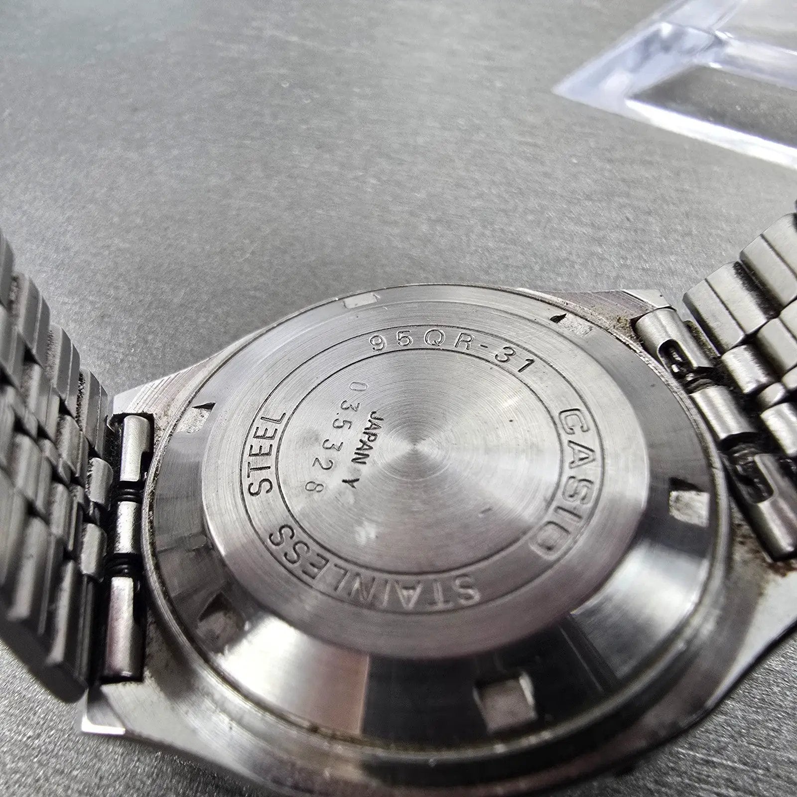 Casio Watch Men 34mm Silver & Blue Digital Watch Alarm Chronograph 95QR-31 PARTS9