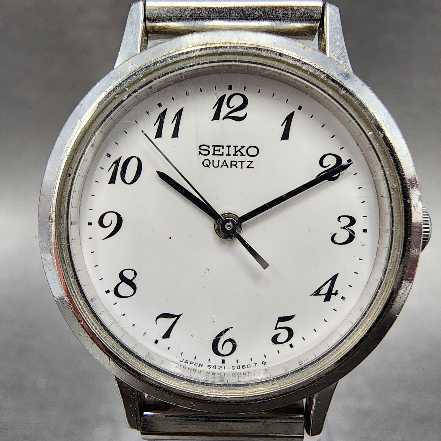 Seiko Watch Women 25mm White Dial Silver Tone Round 54210090 New Battery VTG1