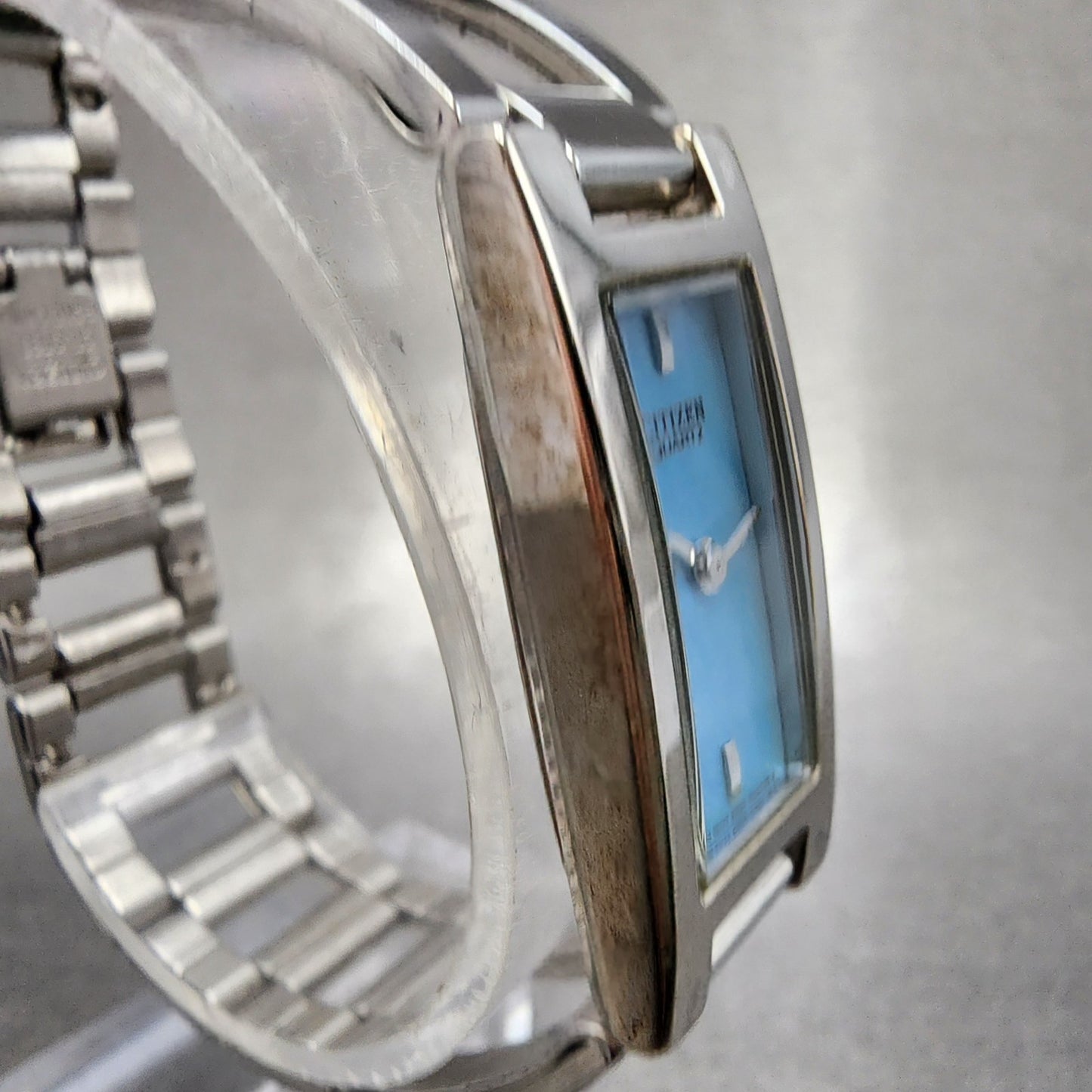 Citizen Tank Watch Women 15mm MOP Dial Silver Tone Rectangle New Battery3