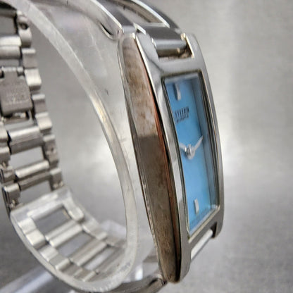 Citizen Tank Watch Women 15mm MOP Dial Silver Tone Rectangle New Battery3