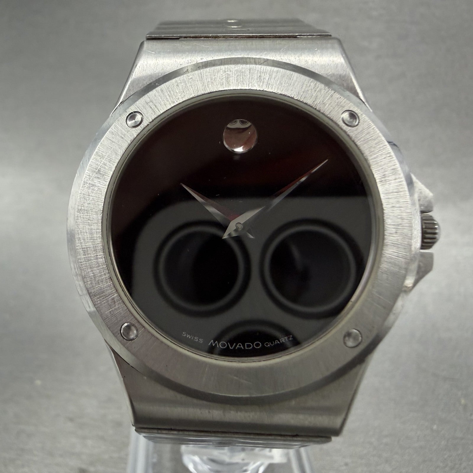 Movado Museum watch Men 34mm Black Dial Steel Round 84.65.877.2 New Battery1