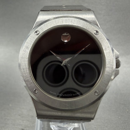 Movado Museum watch Men 34mm Black Dial Steel Round 84.65.877.2 New Battery1