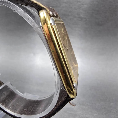 Seiko Lassale Tank Watch Men 27mm Gold Dial Gold Rectangle 6020-5829 PARTS VTG4