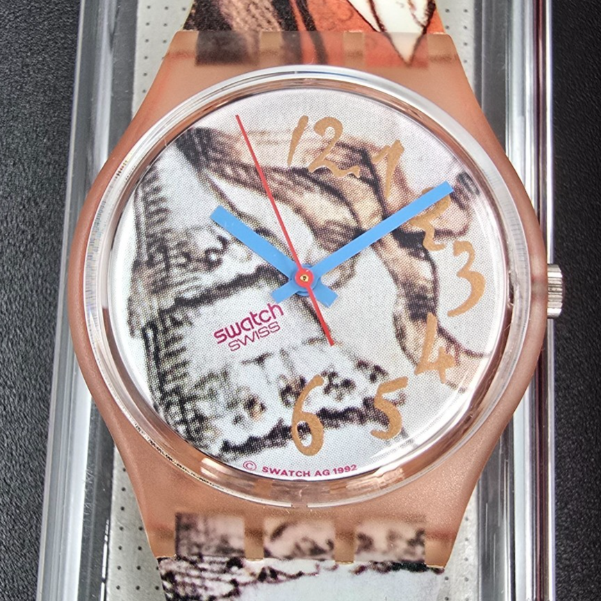 Swatch Masquerade Watch Men 34mm White Dial Pink Case GP105 New Battery NOS 3231
