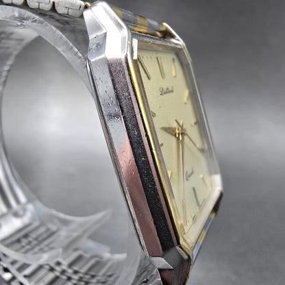 Orient Listlank Tank Watch Men 26mm Champagne Dial Two Tone C252C1-40 PARTS VTG4