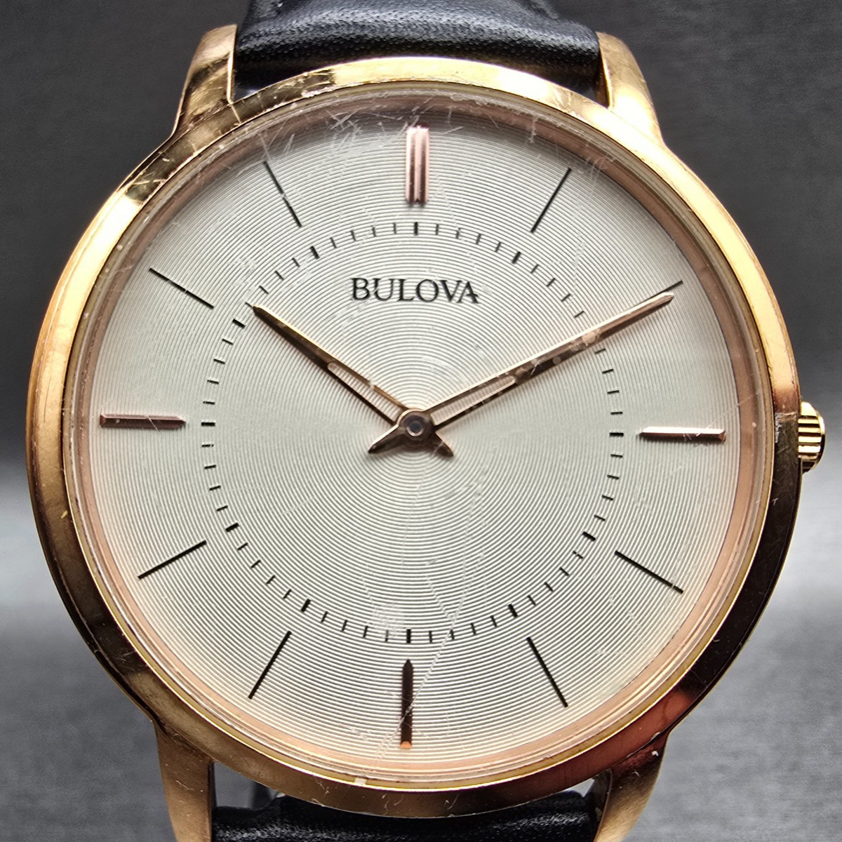 Bulova Watch Men 40mm Champagne Dial Rose Gold Round 97A126 New Battery1