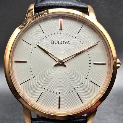Bulova Watch Men 40mm Champagne Dial Rose Gold Round 97A126 New Battery1