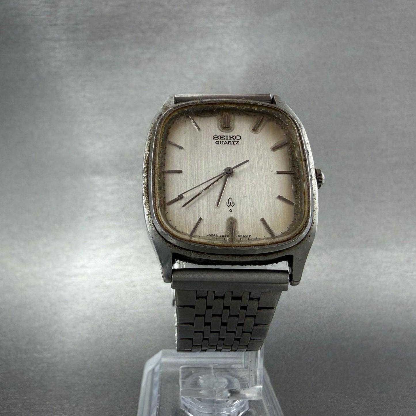 Seiko Watch Men 30mm Silver Dial Silver Tone Rectangle 78305210 PARTS6
