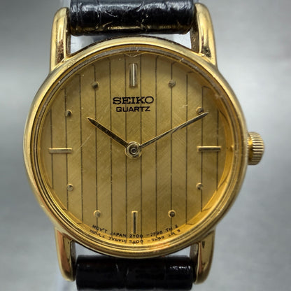 Seiko Watch Women 20mm Champagne Dial Gold Tone Round 2Y00-0A10 New Battery VTG1