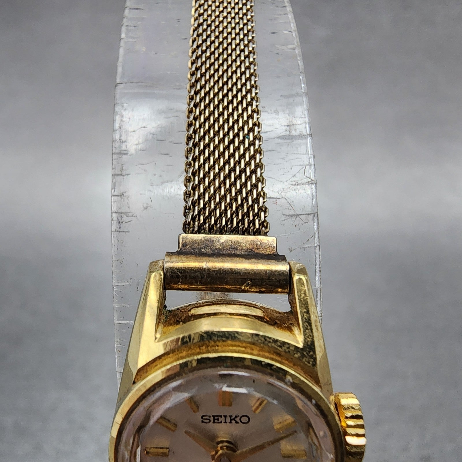 Seiko Watch Women 15mm White Dial Gold Plated Manual Wind Round 100180 Runs4