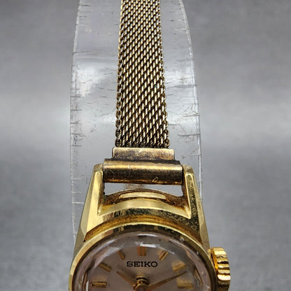 Seiko Watch Women 15mm White Dial Gold Plated Manual Wind Round 100180 Runs4