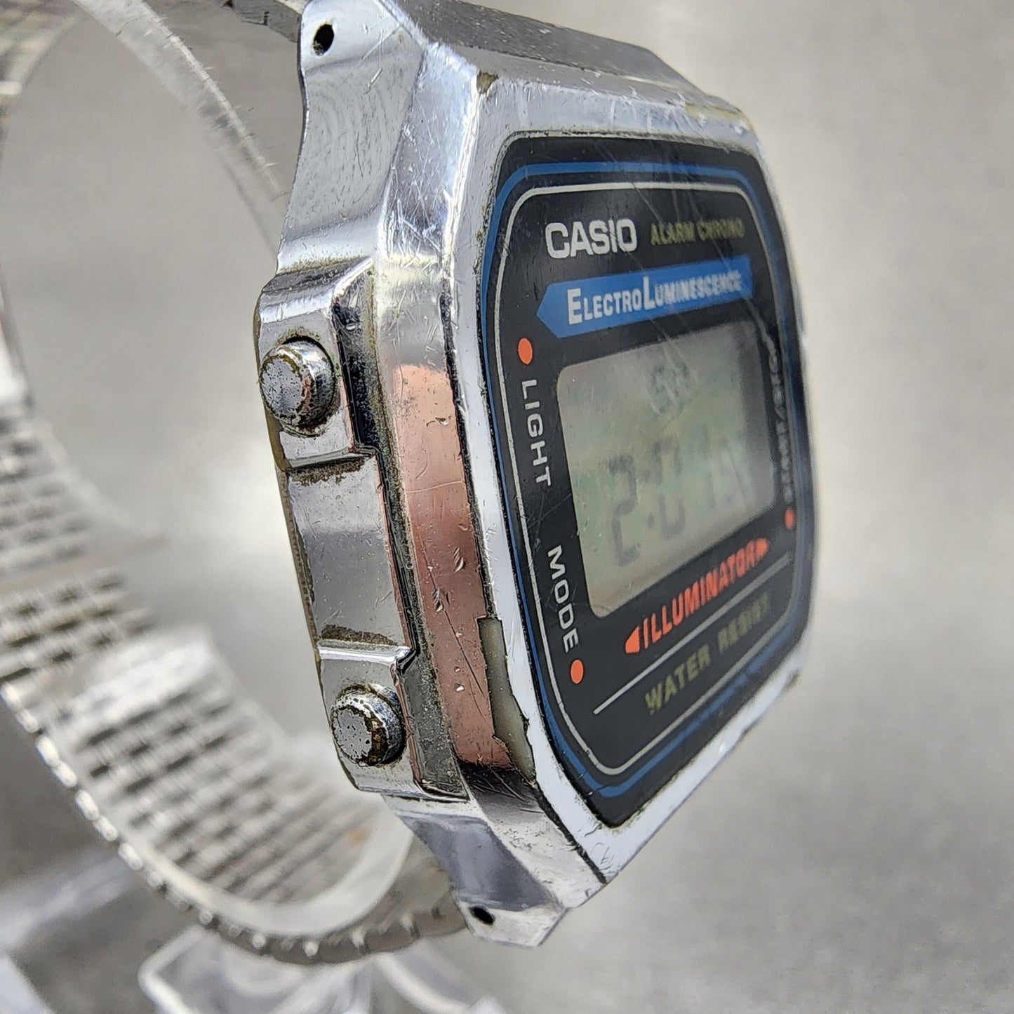 Casio A168 Watch Men 36mm Digital Silver Tone Octagon Alarm Chrono New Battery3