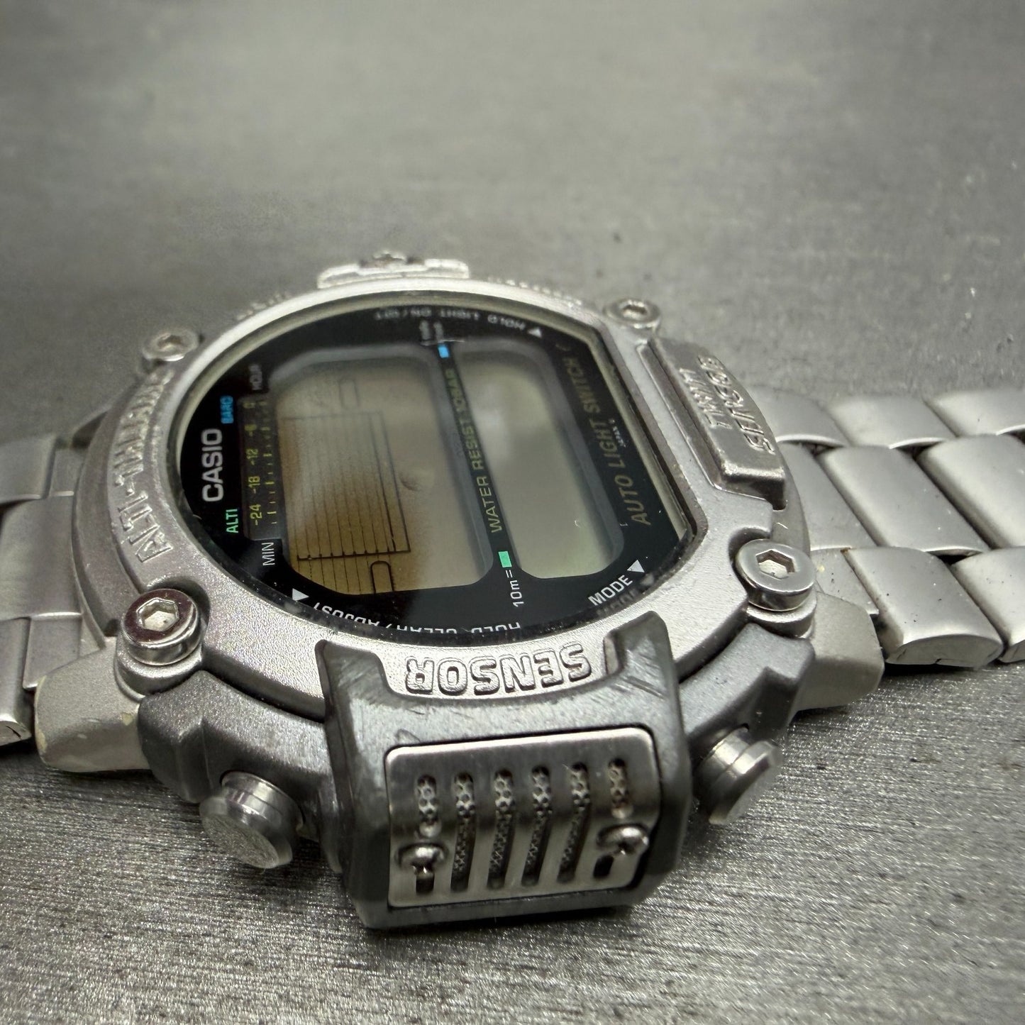 Casio ProTrek PRT-300 Watch Men 47mm Silver Digital Alit-Thermo PARTS6