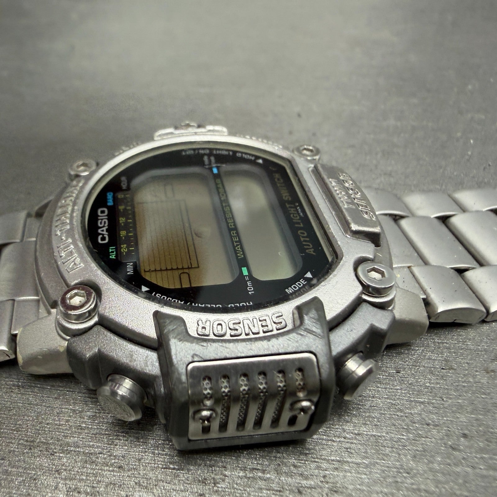 Casio ProTrek PRT-300 Watch Men 47mm Silver Digital Alit-Thermo PARTS6