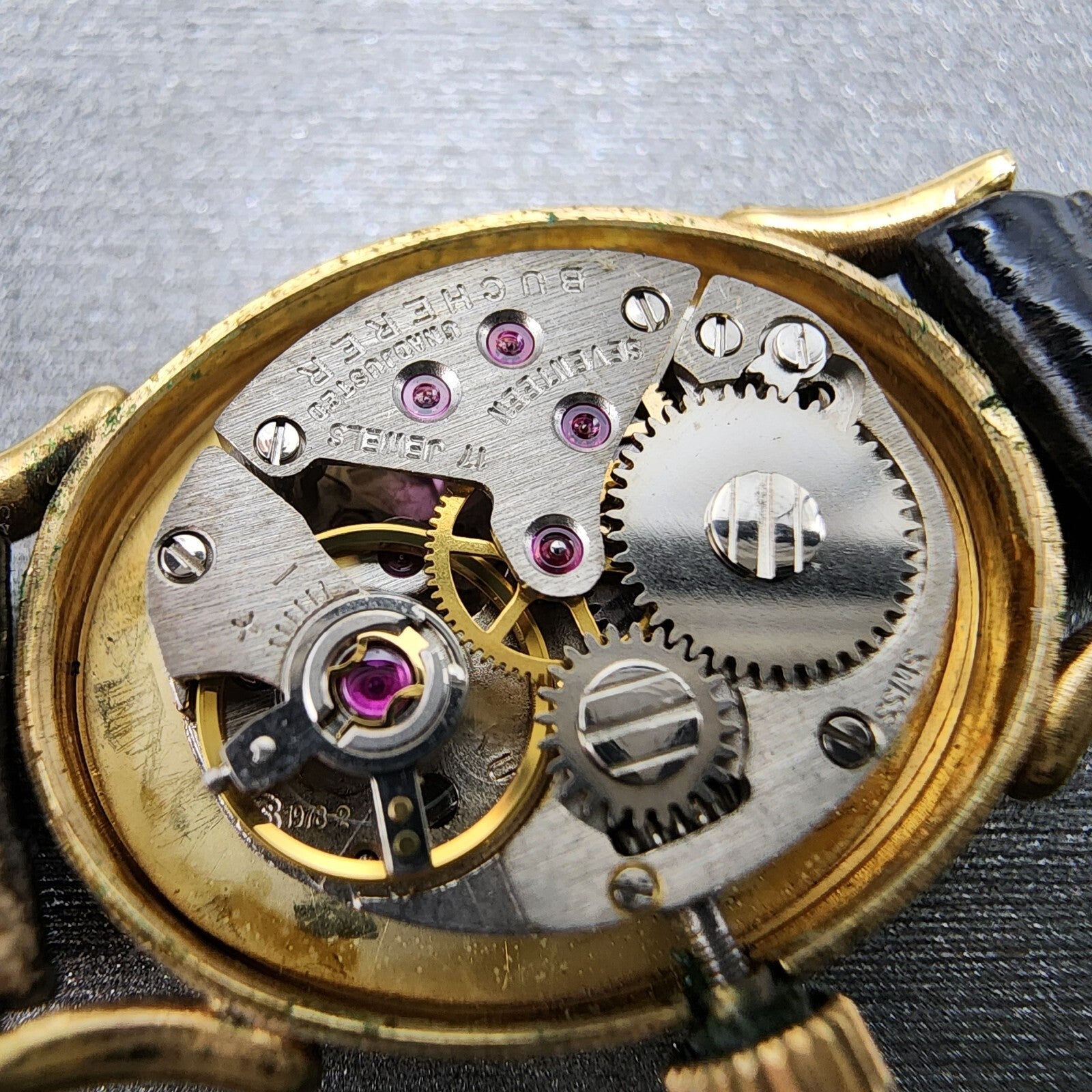 Bucherer Watch Women 17mm Champagne Dial Gold Plated Manual Wind Runs VTG11