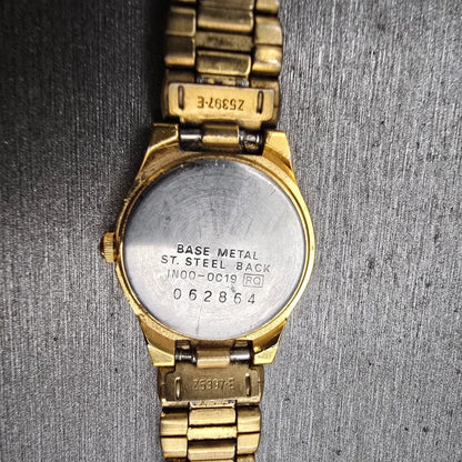 Seiko Watch Women 20mm Black Dial Gold Tone Round 1N00-0C19 New Battery Vintage10