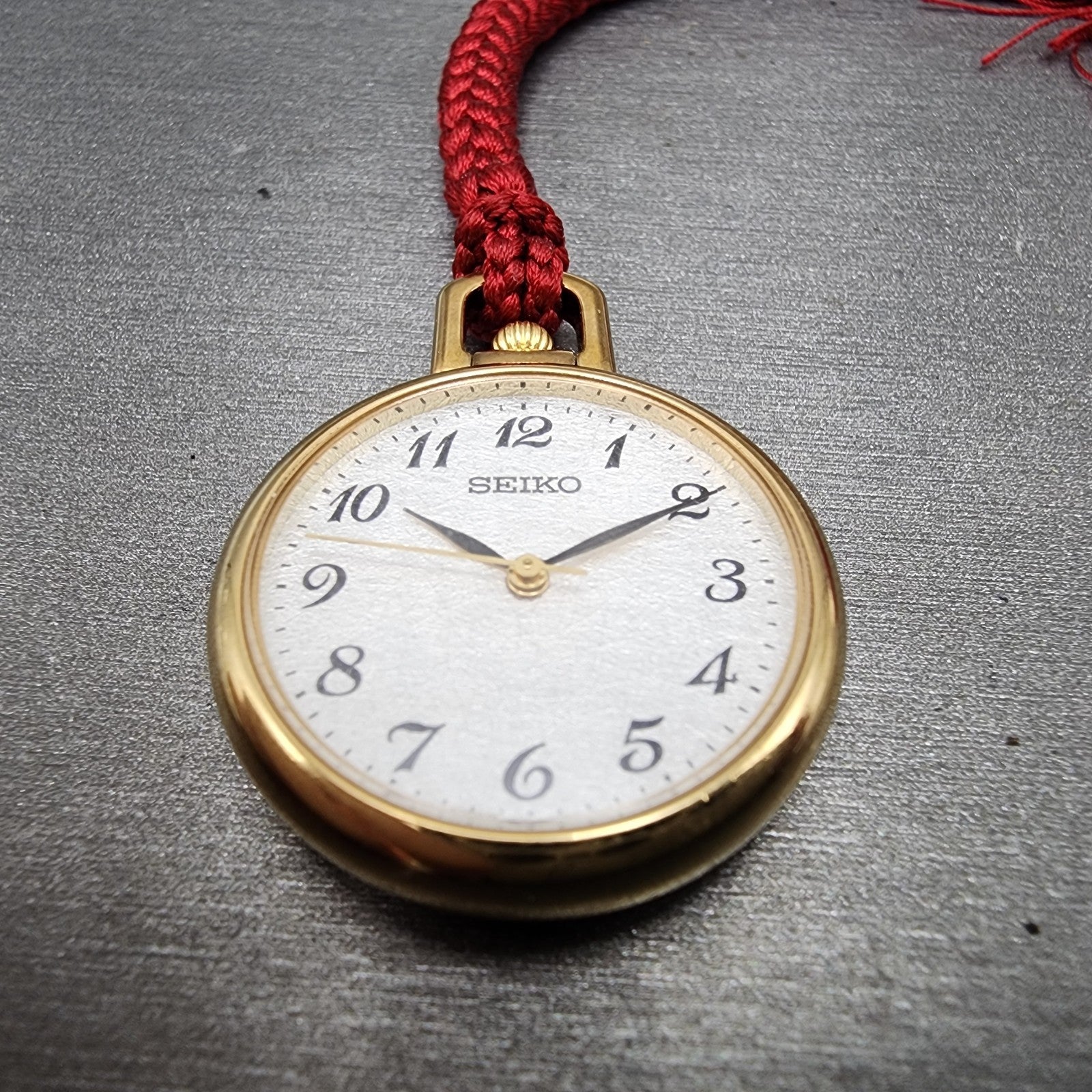 Seiko Pocket Watch Women 27mm Silver Dial Gold Tone ccccc New Battery2