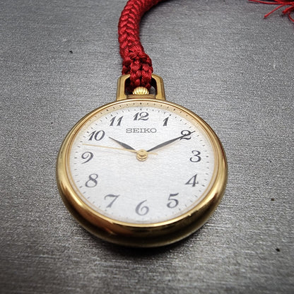 Seiko Pocket Watch Women 27mm Silver Dial Gold Tone ccccc New Battery2