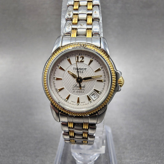 Tissot Ballade Automatic Watch Women 24mm White Dial Two Tone Date Round Runs0
