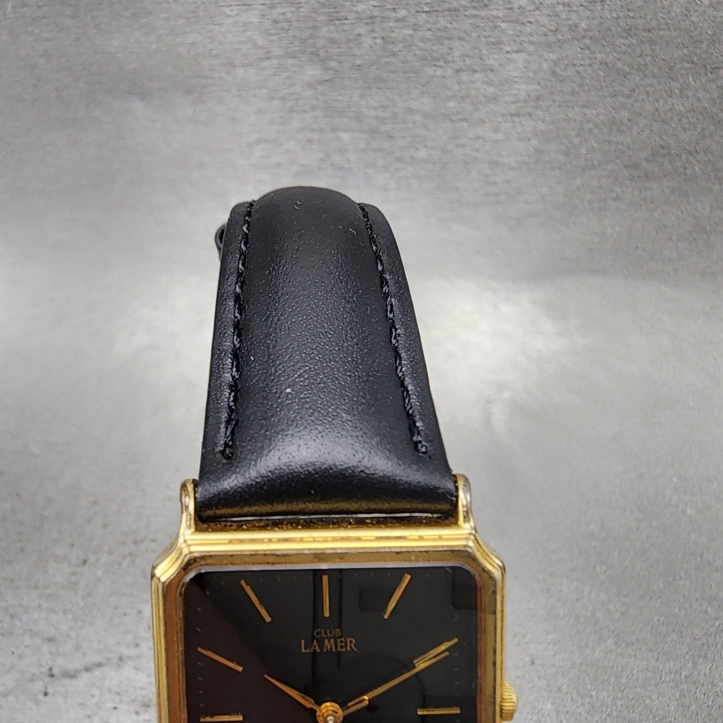 Citizen Club Lamer Tank Watch Men 25mm Black Dial Gold Tone Rectangle New Batt4