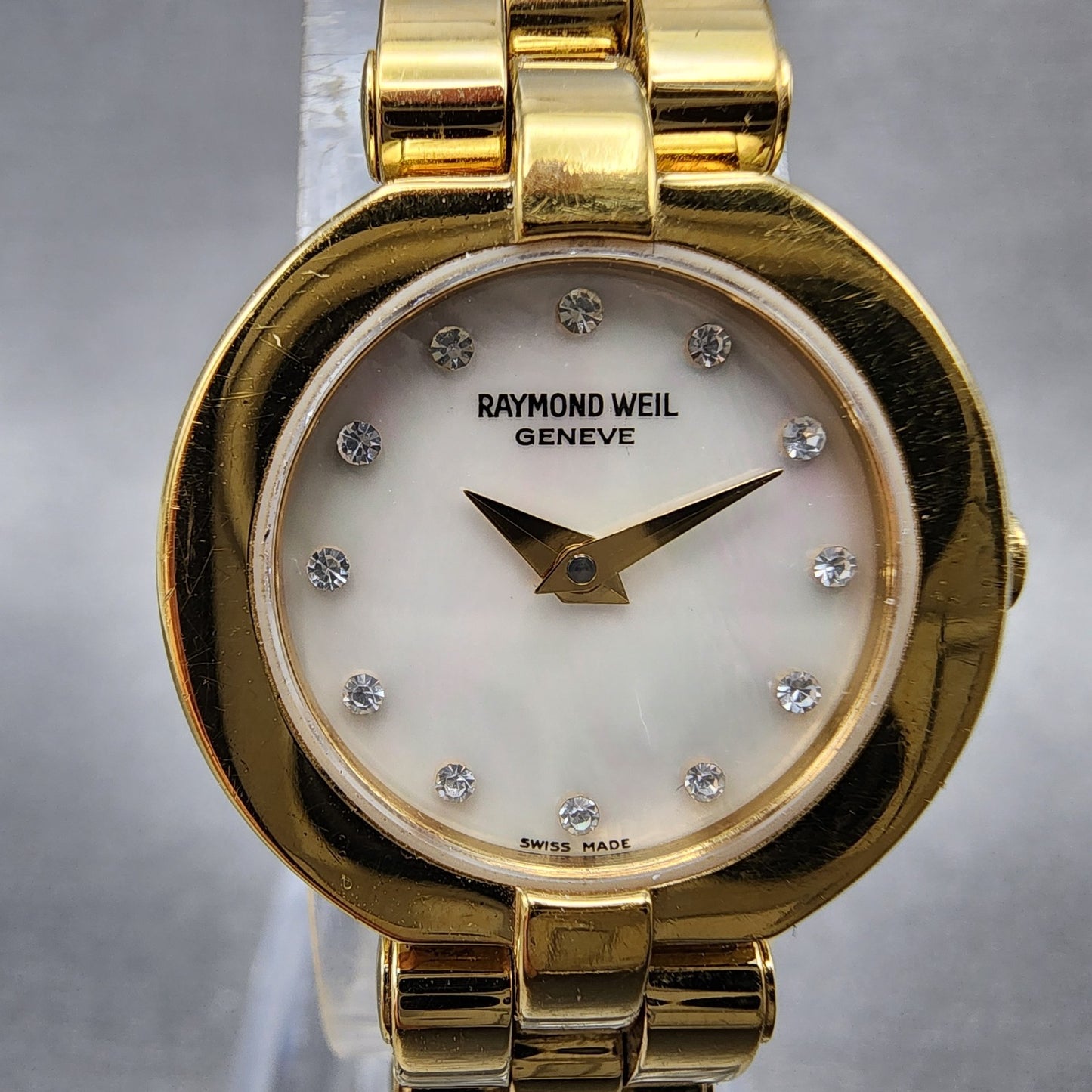 Raymond Weil Watch Women 21mm White Dial Gold Plated 5817 New Battery W/Box1