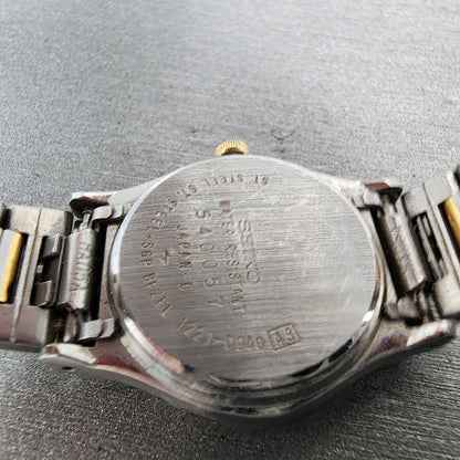 Seiko Watch Women 23mm White Dial Two Tone Octagon 12210040 New Battery9