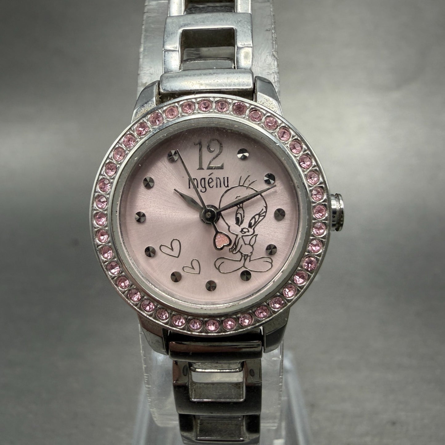 Seiko ALBA Ingenu Watch Women 22mm Pink Dial Silver Tone Tweety Bird New Battery0