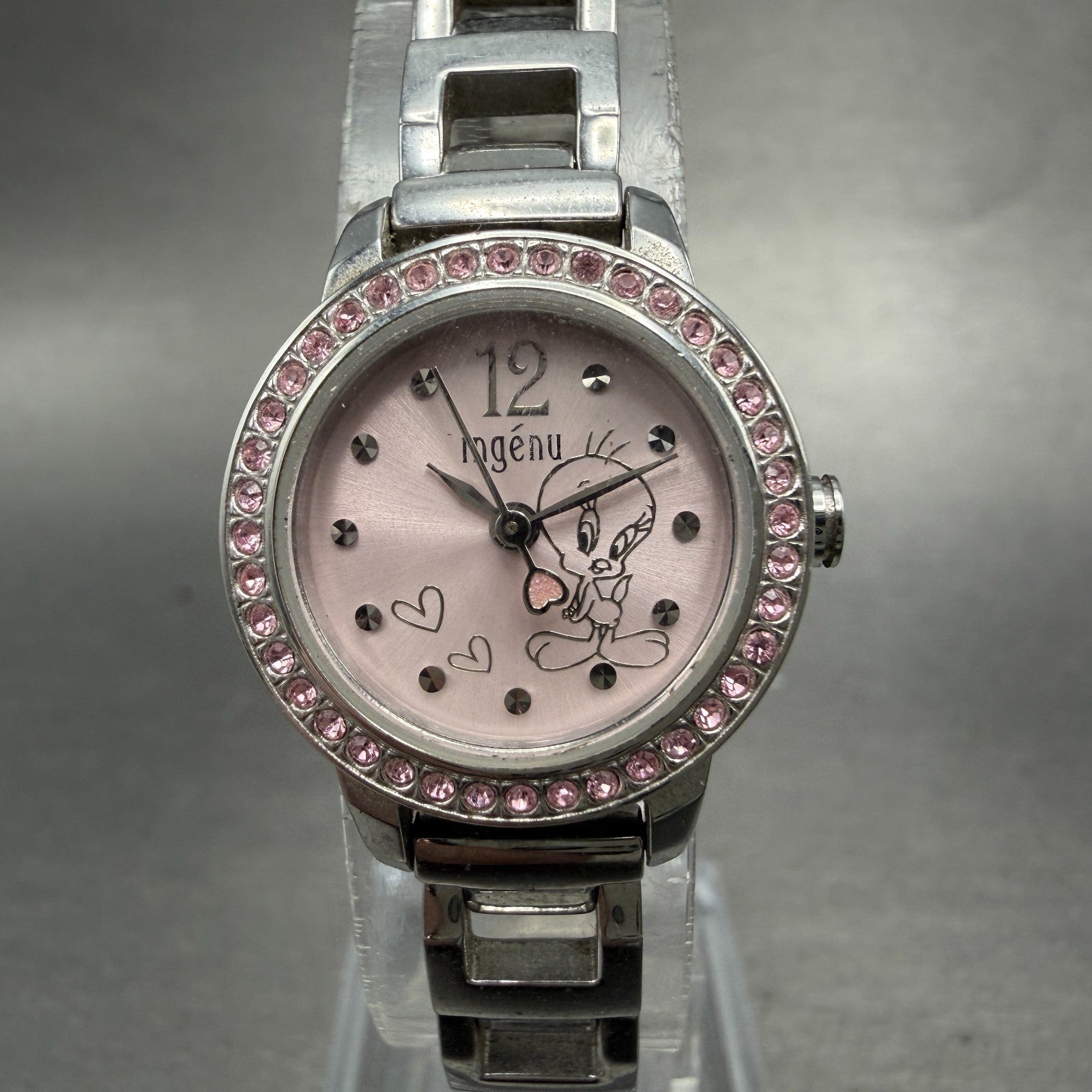 Seiko ALBA Ingenu Watch Women 22mm Pink Dial Silver Tone Tweety Bird New Battery0